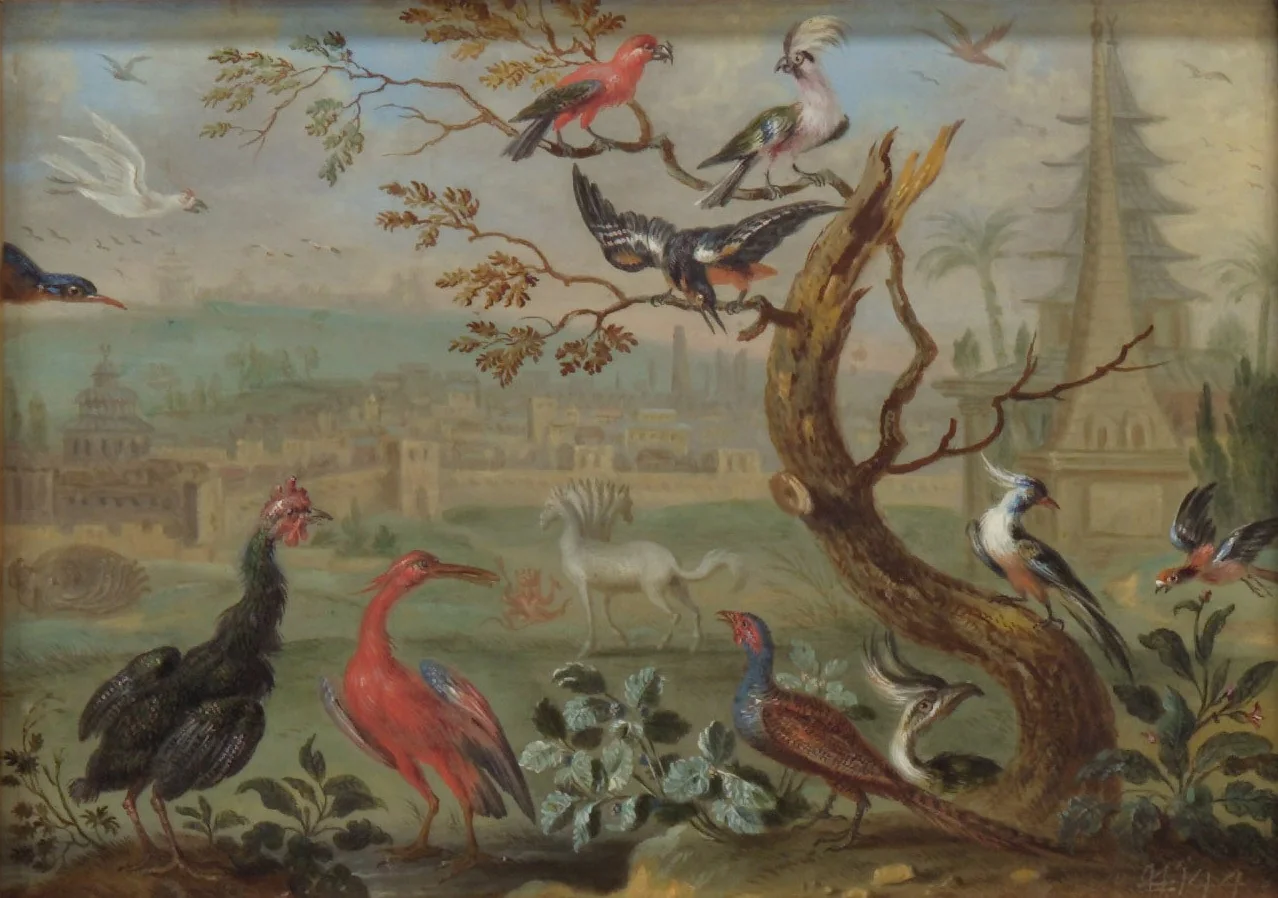 Ansichten aus den vier Weltteilen mit Szenen von Tieren: Amadabad, detail