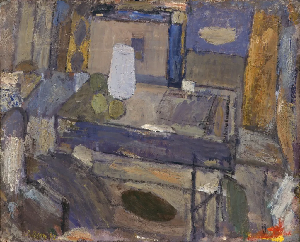 Still Life with Jar and Fruits, by Immanuel Ibsen, oil, 1942