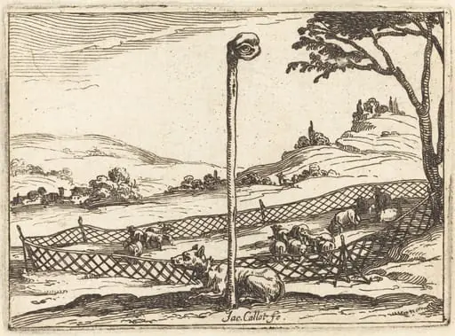 The Vigilant Eye, by Jacques Callot, ink, 1628