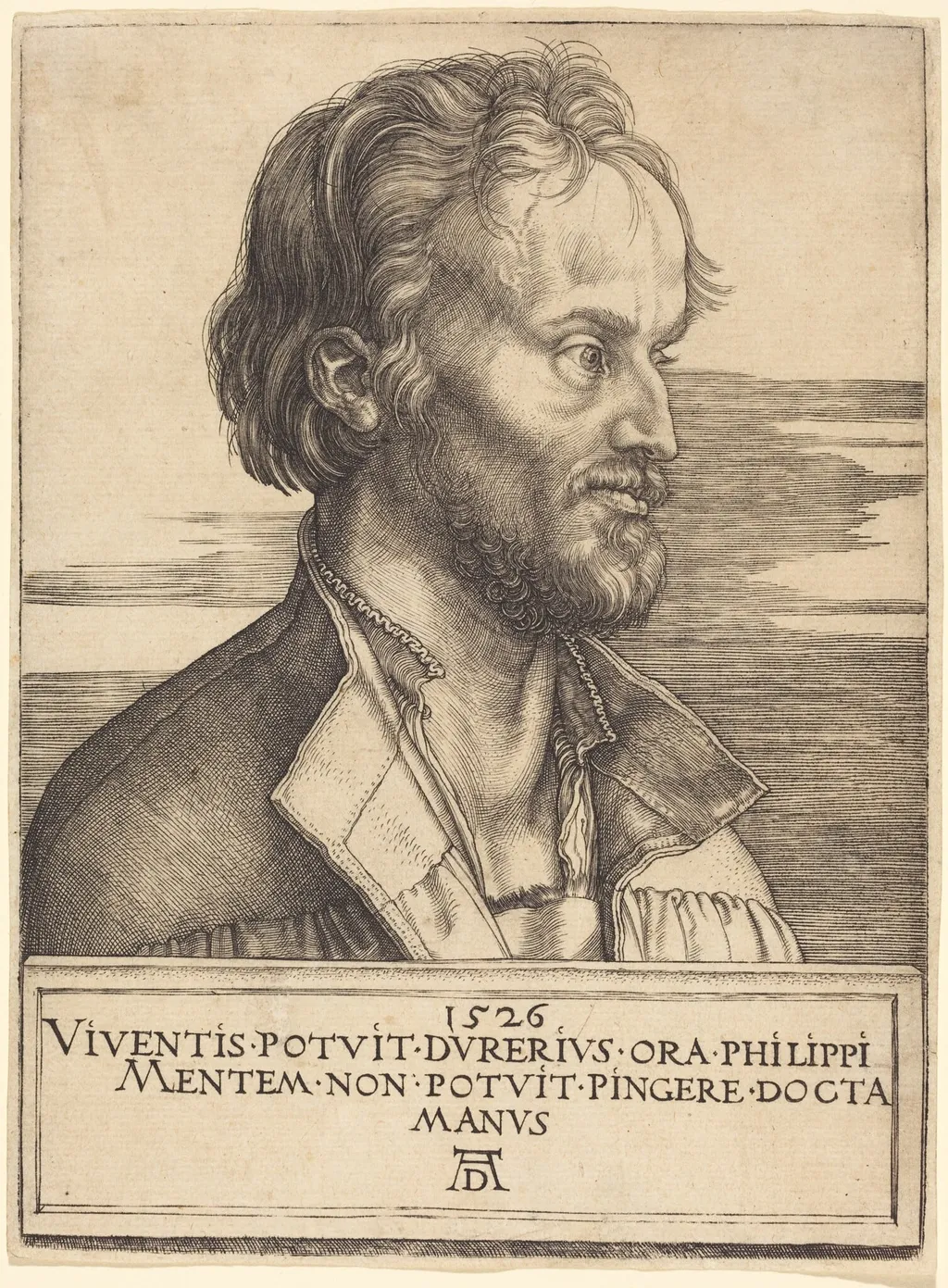 Philip Melanchthon, by Albrecht Dürer, ink, 1526