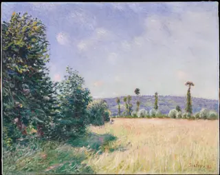 Sahurs Meadows in Morning Sun, by Alfred Sisley, oil, 1898