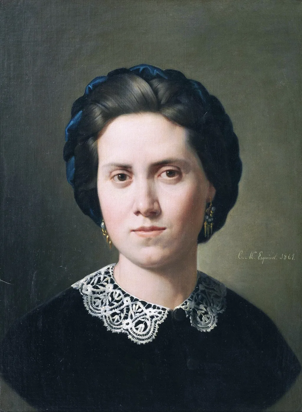 Ana Hiráldez Bruna, esposa del pintor, by Carlos Esquivel y Rivas, oil, 1861