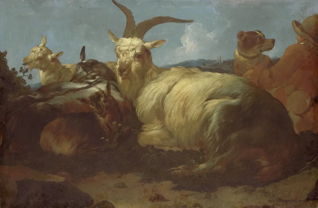 A Goatherd Watching his Animals, by Johann Melchior Roos, unspecified, 1683