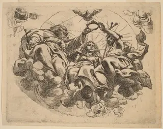 Coronation of the Virgin, by Cornelis Schut I, ink, 1626