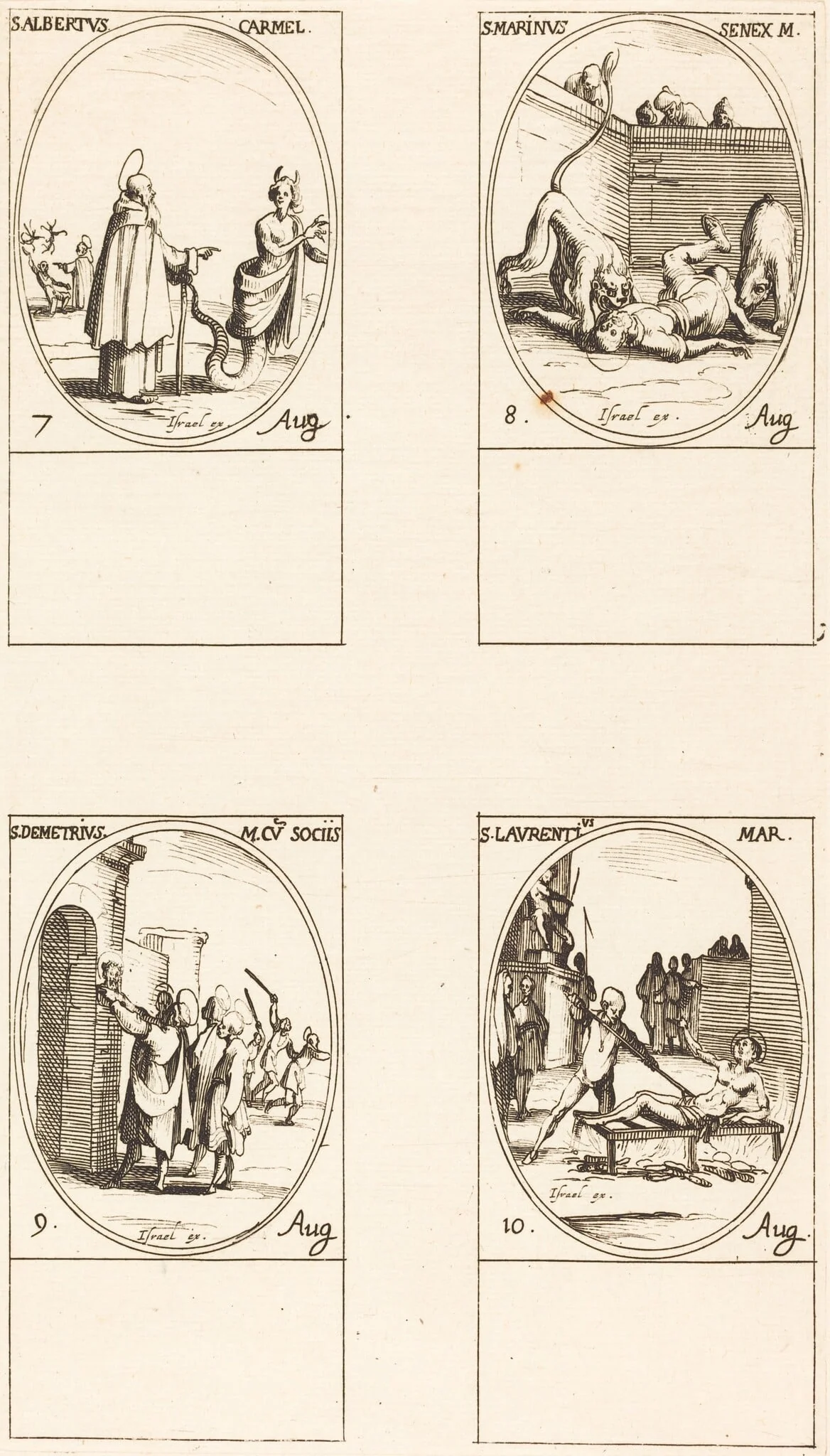 St. Albert of Sicliy, Carmelite; St. Martinus;St. Demetrius and Companions; St. Lawrence, detail