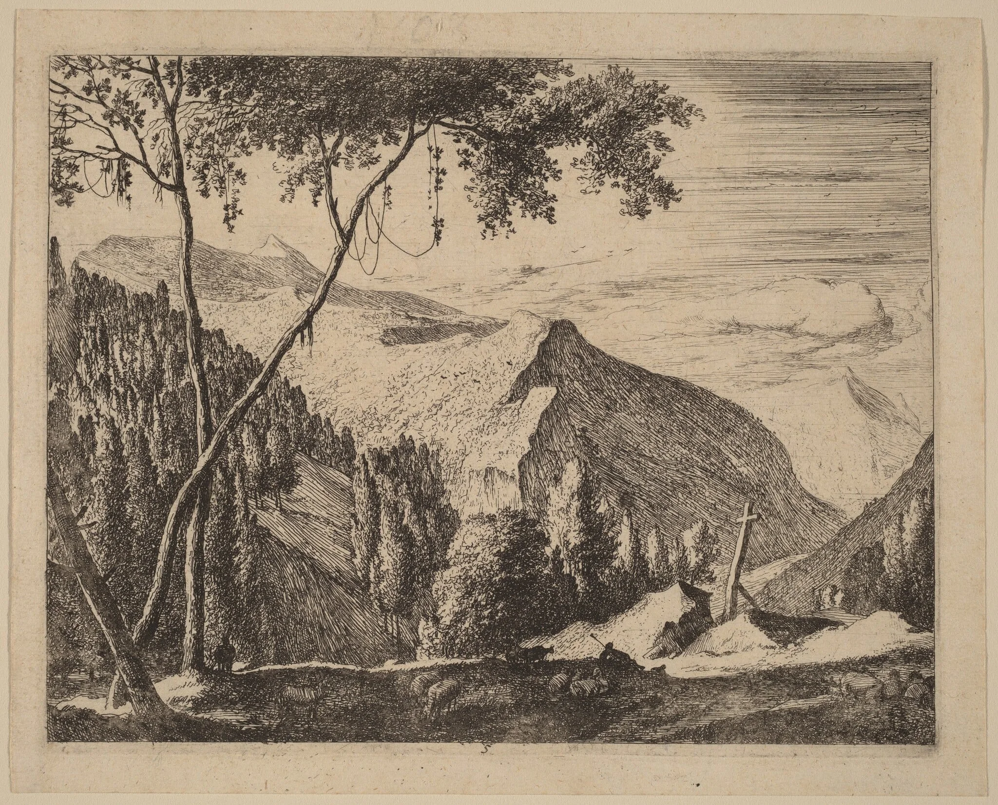 Rocky Landscape with Cross: pl.5, detail