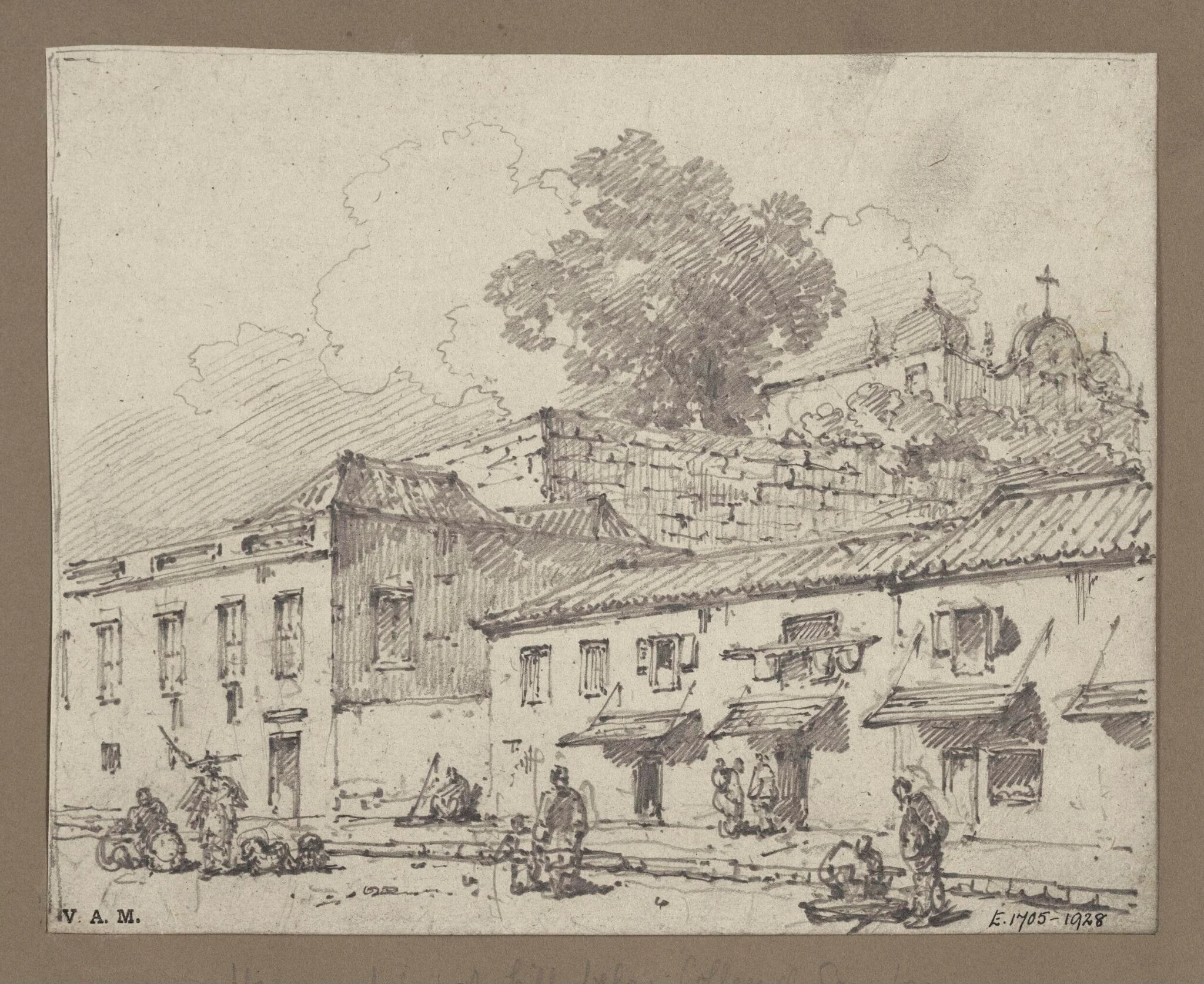 Houses below the church and college of S. José, Macau, detail
