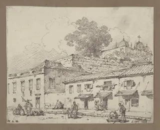 Houses below the church and college of S. José, Macau, by George Chinnery, 19