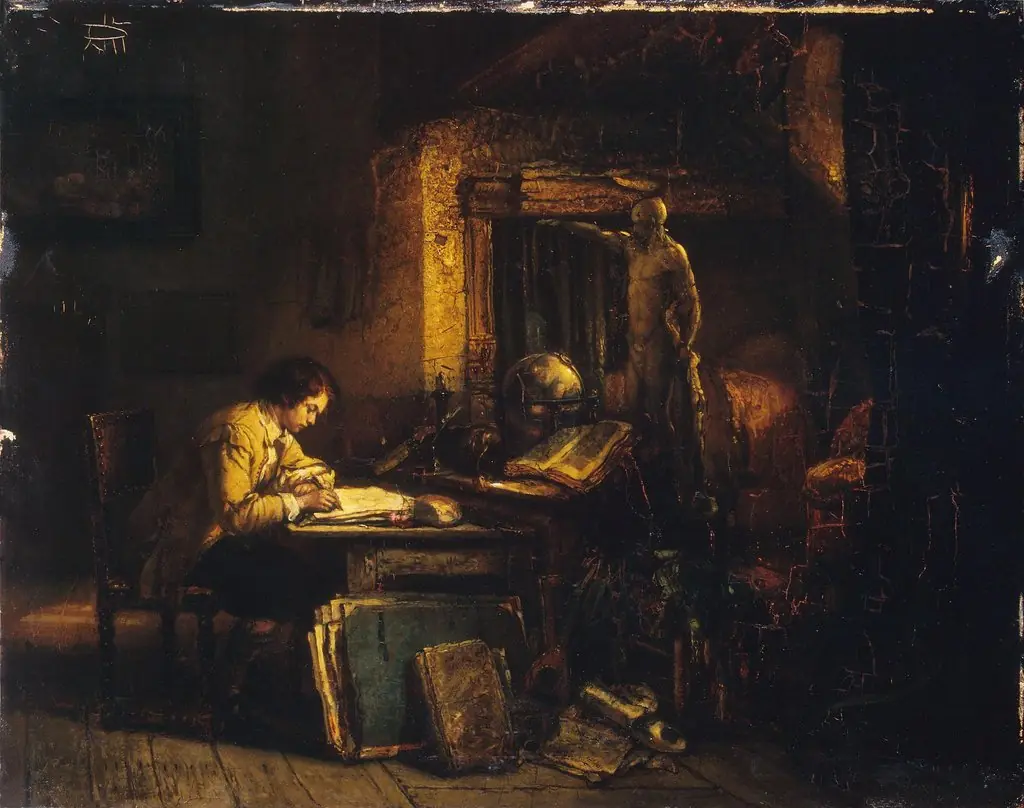 Artist in his Studio, by Jan August Hendrik Leys, oil, 1850