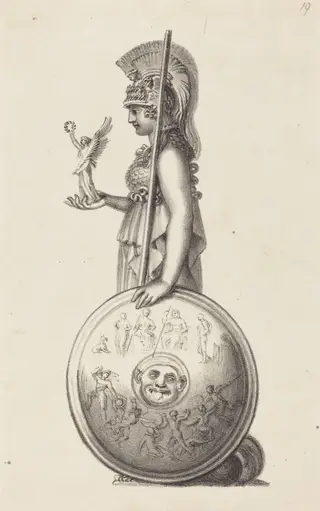 Minerva, by Phidas, by Maria Denman, ink, 1829