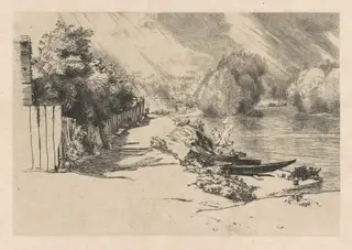 The Seine at Bas-Meudon, by Félix Bracquemond, ink, 1868