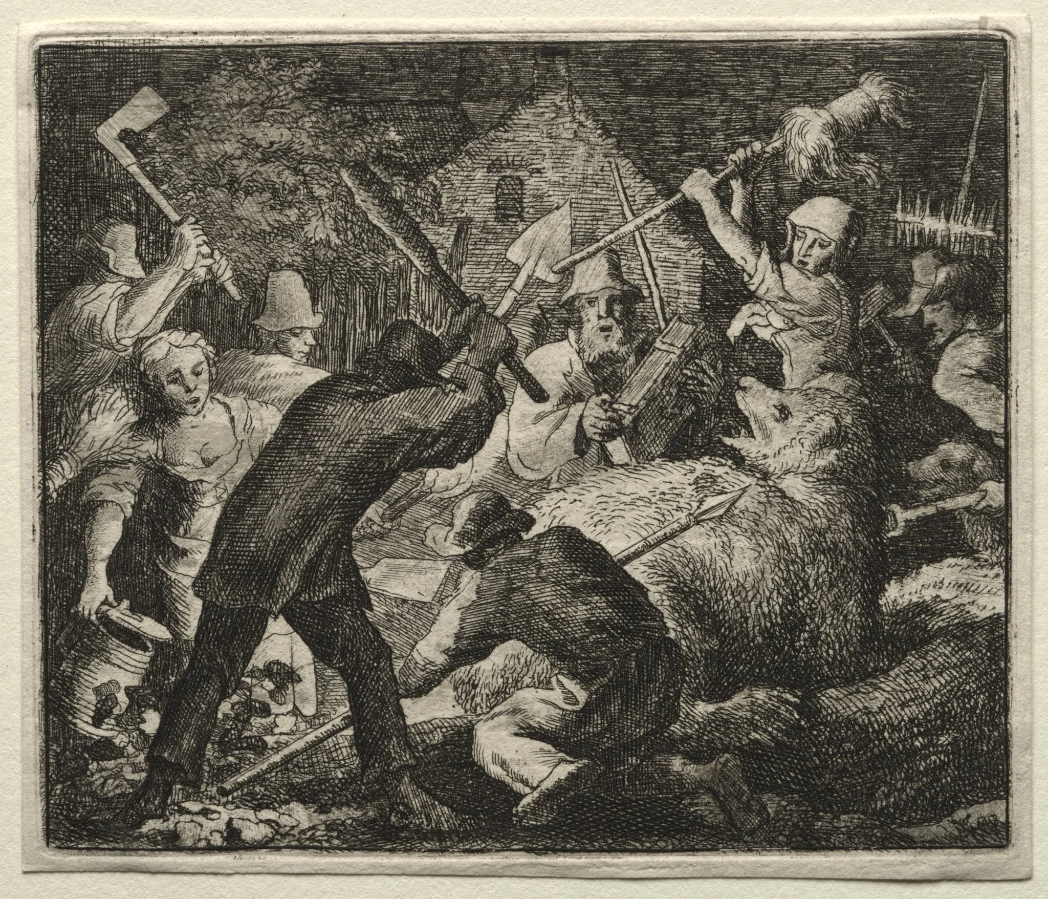 Reynard the Fox: Peasants Attack the Bear, detail