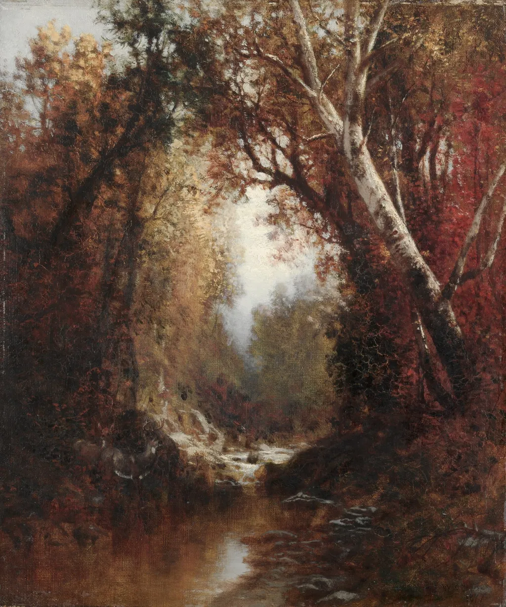 Autumn Scene in the Adirondacks, by William Hart, oil, 1889