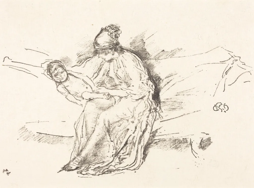 Mother and Child, No. 4, by James McNeill Whistler, ink, 1893