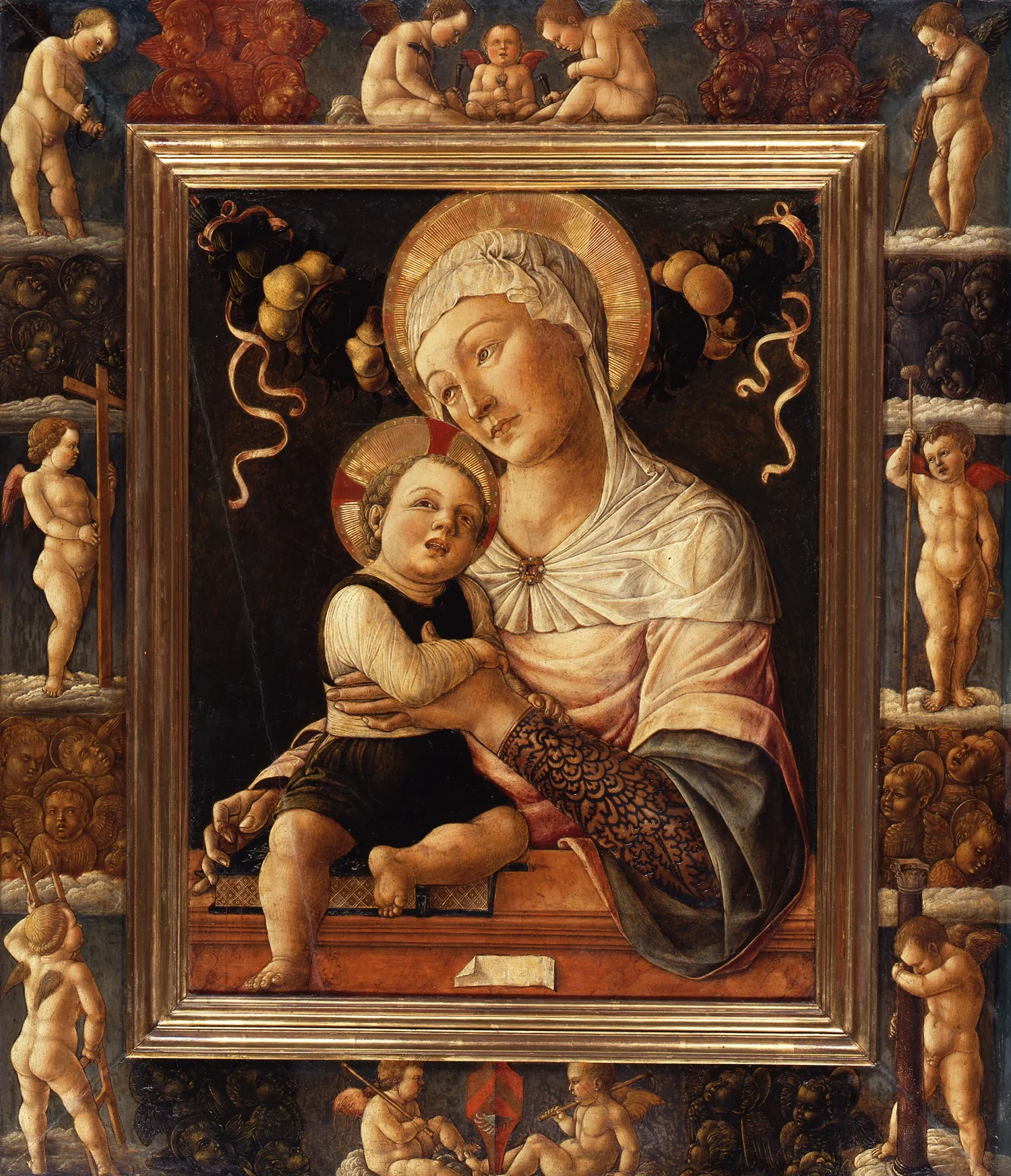 Madonna and Child in Painted Frame, detail