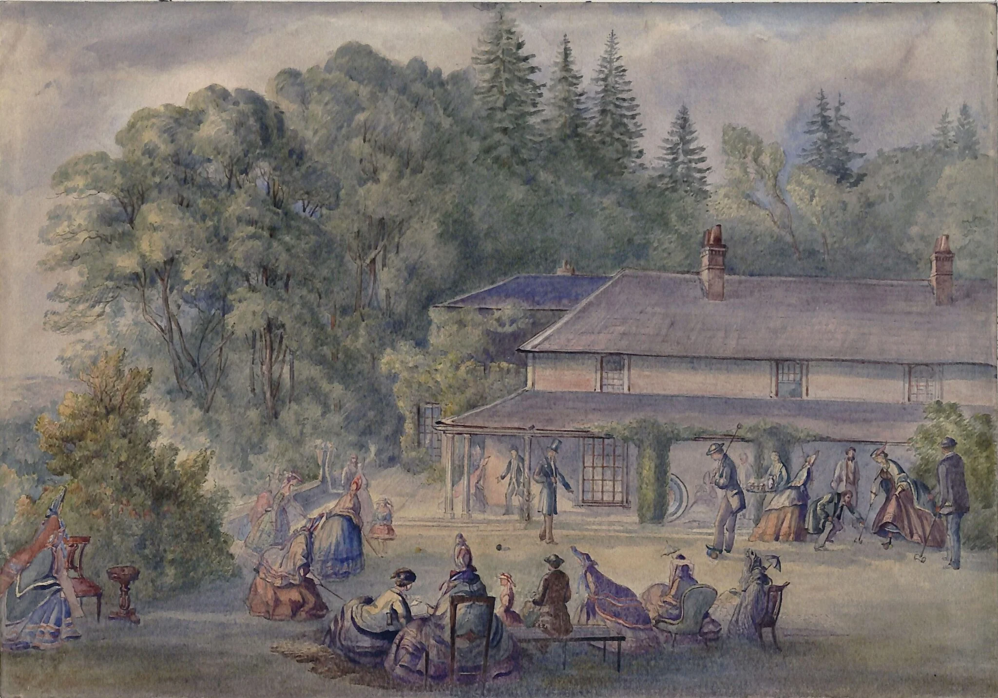 Croquet Party at Ely Grange, Frant, Sussex, detail