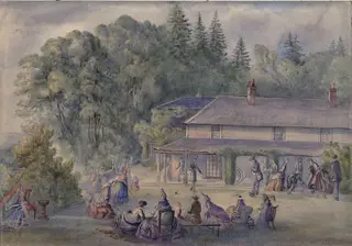 Croquet Party at Ely Grange, Frant, Sussex, by Giovanni Patricchio, watercolor, 1866