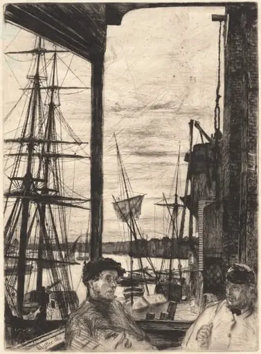 Rotherhithe, by James McNeill Whistler, ink, 1860