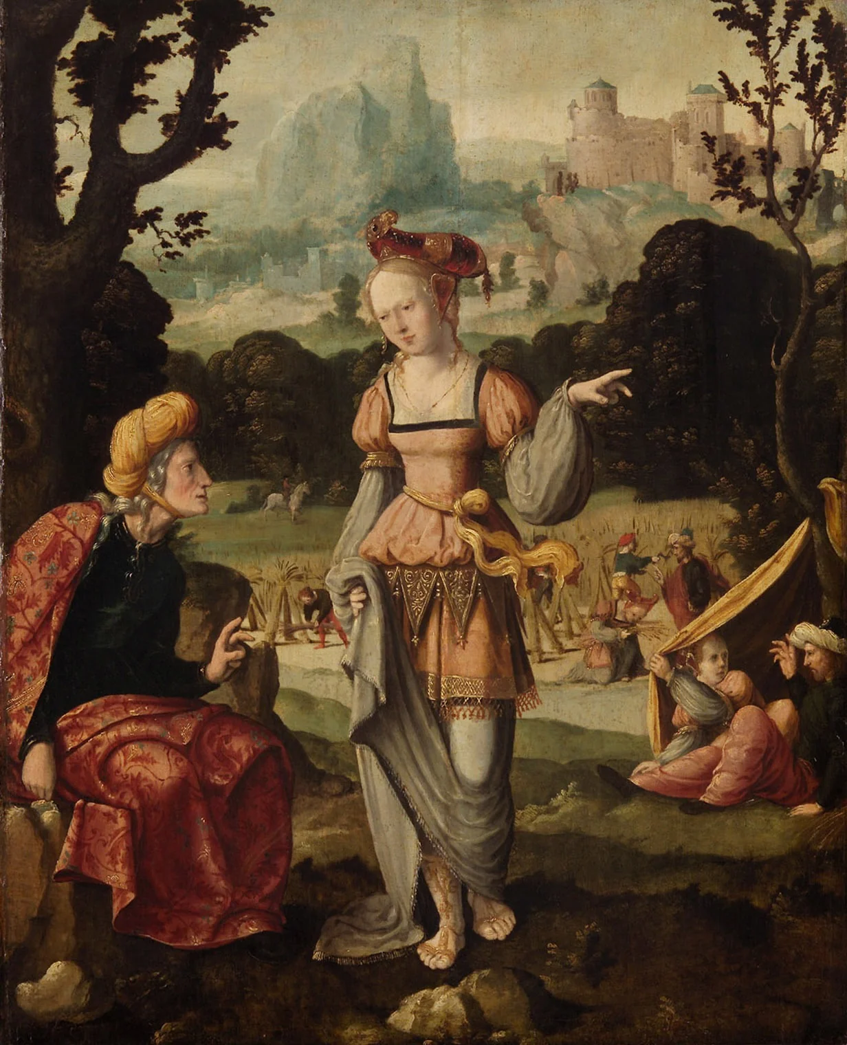 Ruth and Naomi in Boaz's field, detail