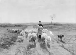 A Shepherdess and Her Flock, by Anton Mauve, oil, 1873