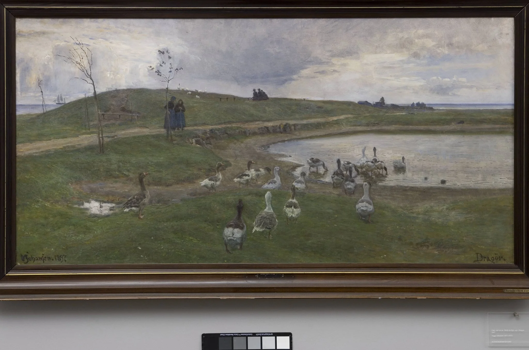 Gæs ved en sø. Mod uroligt vejr. Dragør, detail