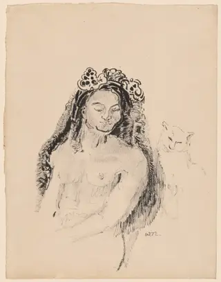 The Queen of Sheba (La Reine de Saba), by Odilon Redon, ink, 1898