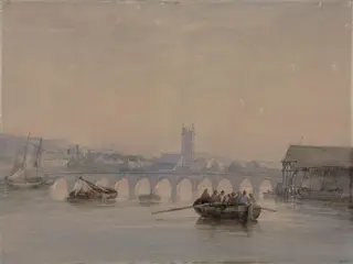 Barnstaple, Devon, by Alfred John Herbert, watercolor, 1855