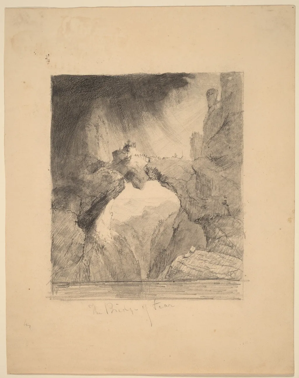 The Bridge of Fear, by Thomas Cole, graphite, 1824