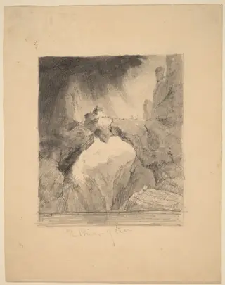 The Bridge of Fear, by Thomas Cole, graphite, 1824