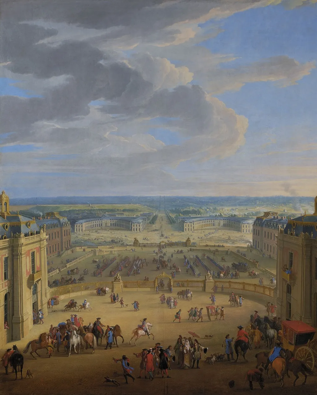 The Stables Viewed from the Château at Versailles, by Jean-Baptiste Martin, oil, 1694