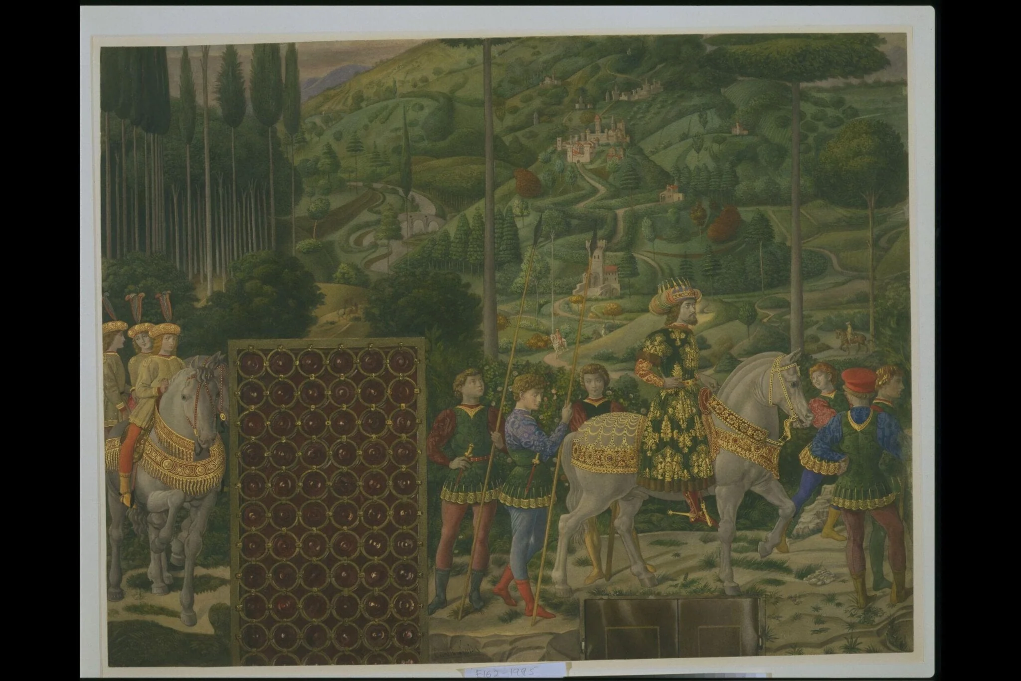 Copy after the fresco <i>The Procession of the Kings</i> (wall with the <i>Procession of the Middle King, Balthasar</i>), Benozzo Gozzoli in the Palazzo Medici-Riccardi Chapel, Florence, detail