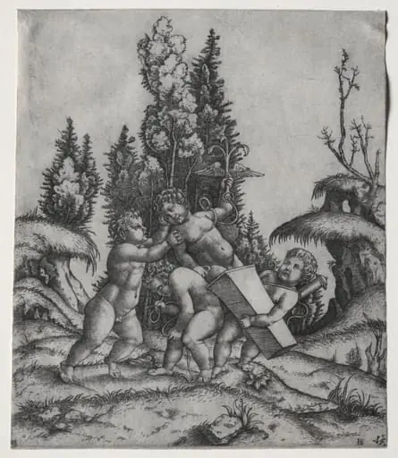 Cupid and three Putti, by Marcantonio Raimondi, 1506