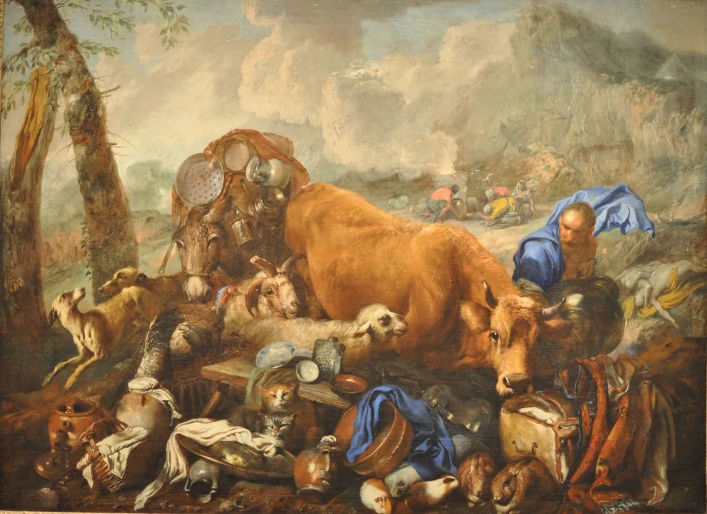 Noah's Sacrifice after the Deluge, by Giovanni Benedetto Castiglione, oil, 1650