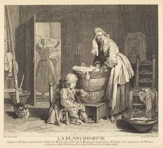 La Blanchisseuse, by Charles-Nicolas Cochin I, ink, 1739