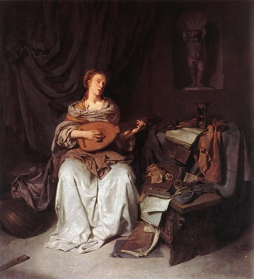 Woman Playing a Lute, detail