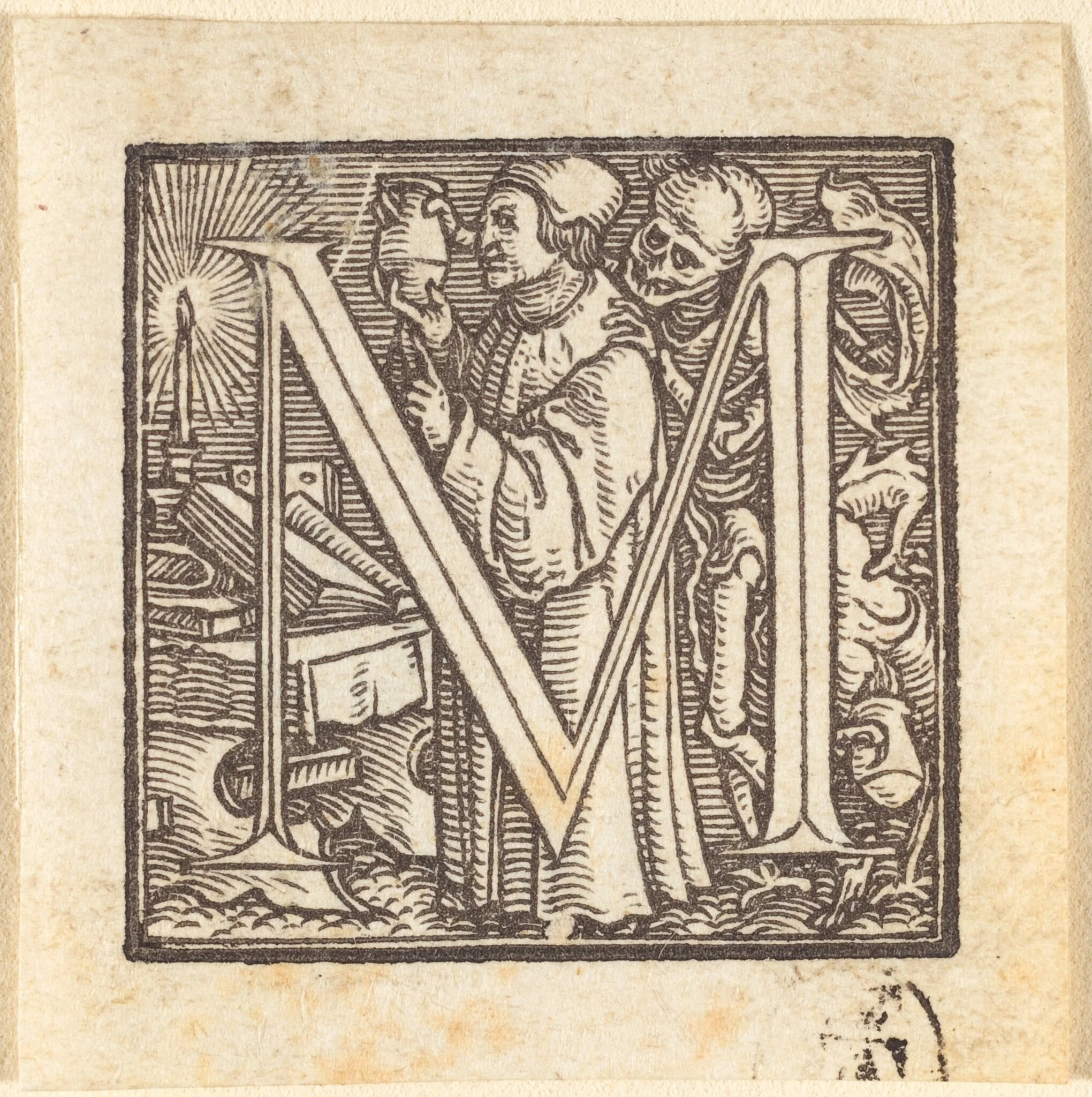 Letter M, detail