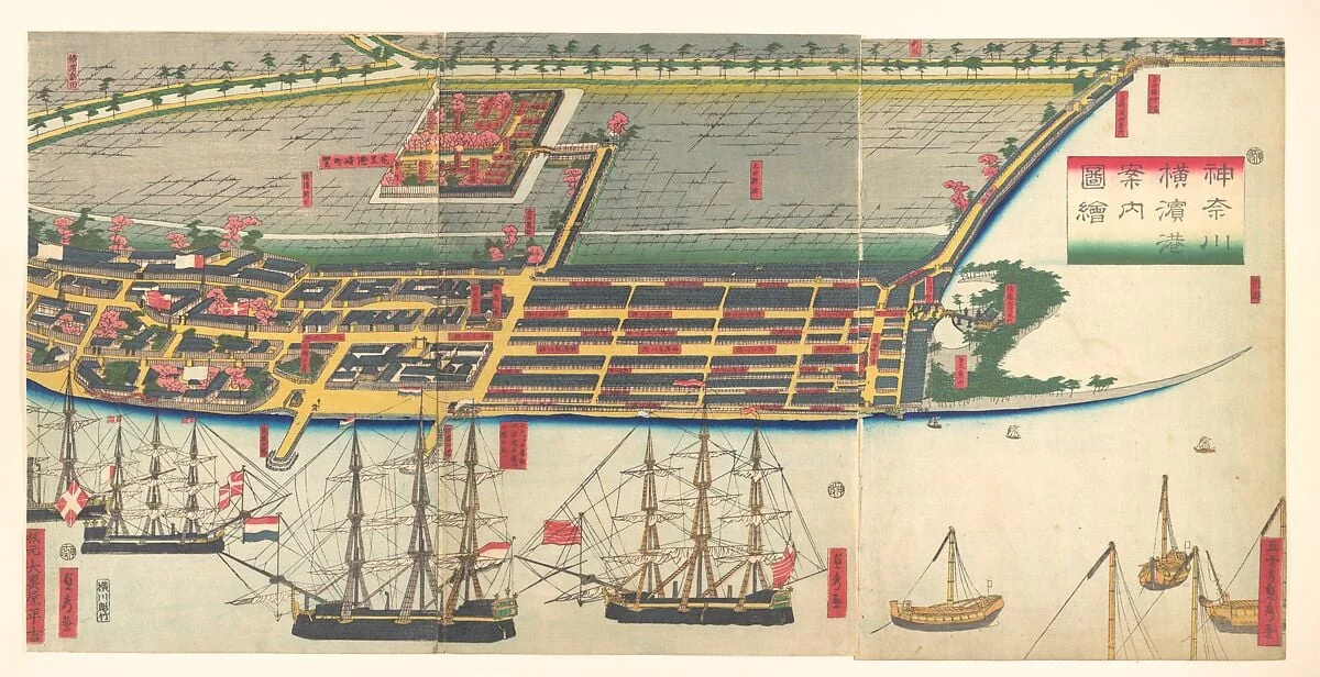 Kanagwa Yokohama minato...zue|Pictorial Guide to Yokohama Harbor, detail