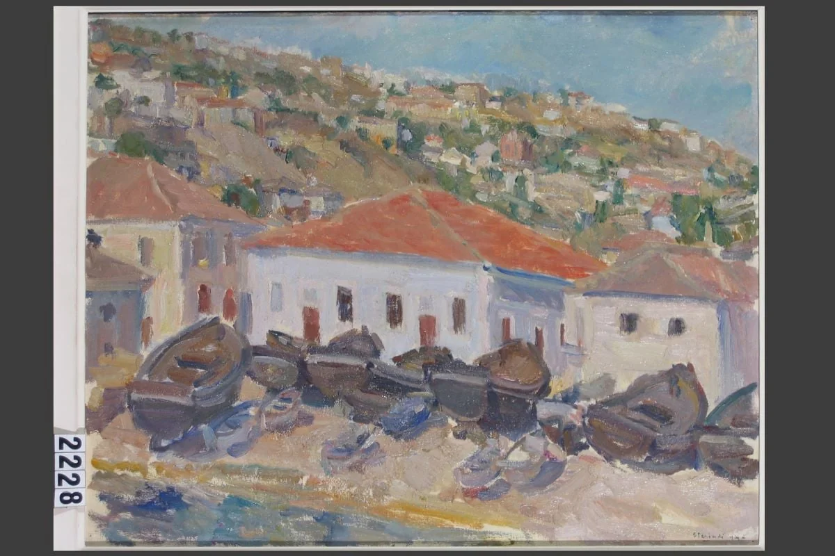 Coastă de mare cu bărci (în RI: Coastă pe mare cu bărci), detail