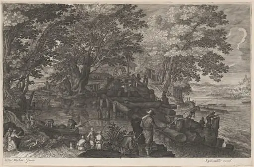 Fishermen by an Island Watermill, by Aegidius Sadeler II