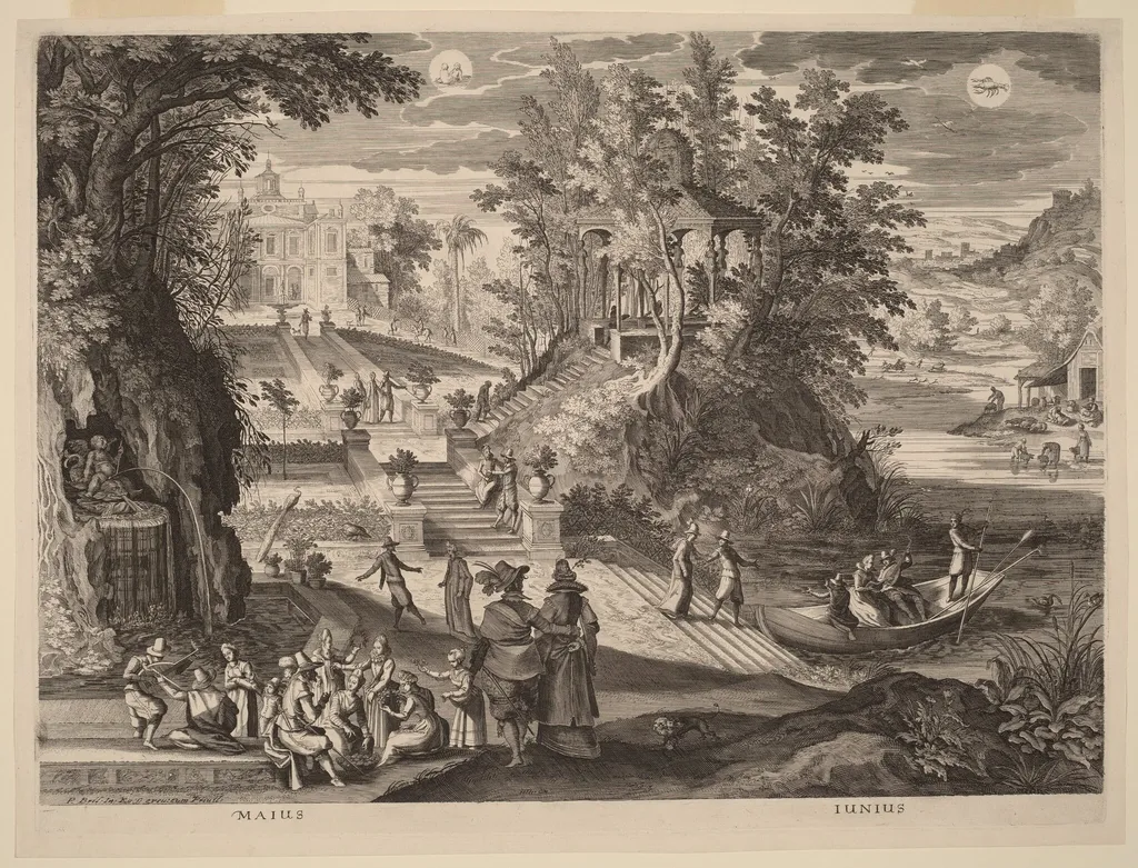 May and June, by Aegidius Sadeler II, ink, 1615