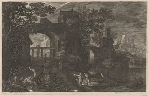 Night Fishing near Fortified Bridges, by Aegidius Sadeler II