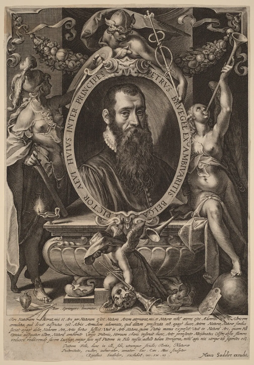 Pieter Brueghel, the Younger, by Aegidius Sadeler II, ink, 1606