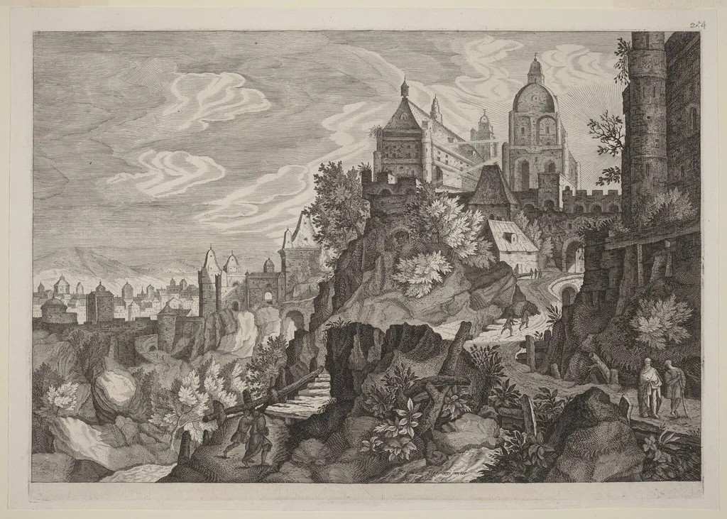 Rocky Landscape in Bohemia, by Aegidius Sadeler II, ink, 1600