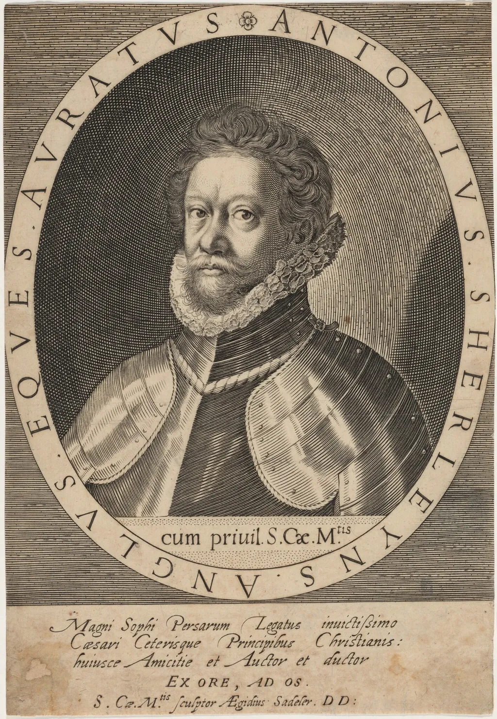 Sir Anthony Shirley, by Aegidius Sadeler II, ink, 1600