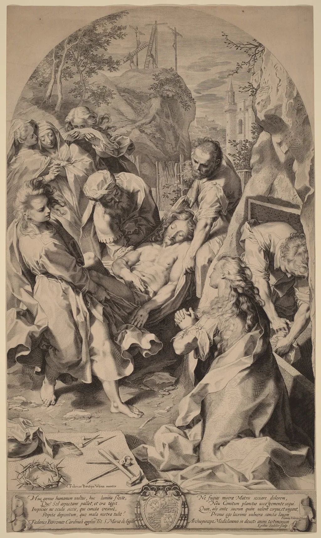 The Entombment, by Aegidius Sadeler II, ink, 1600
