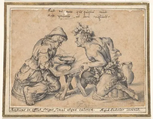 The Peasant Who Blew Hot and Cold (copy after Aegidius Sadeler), by Aegidius Sadeler II