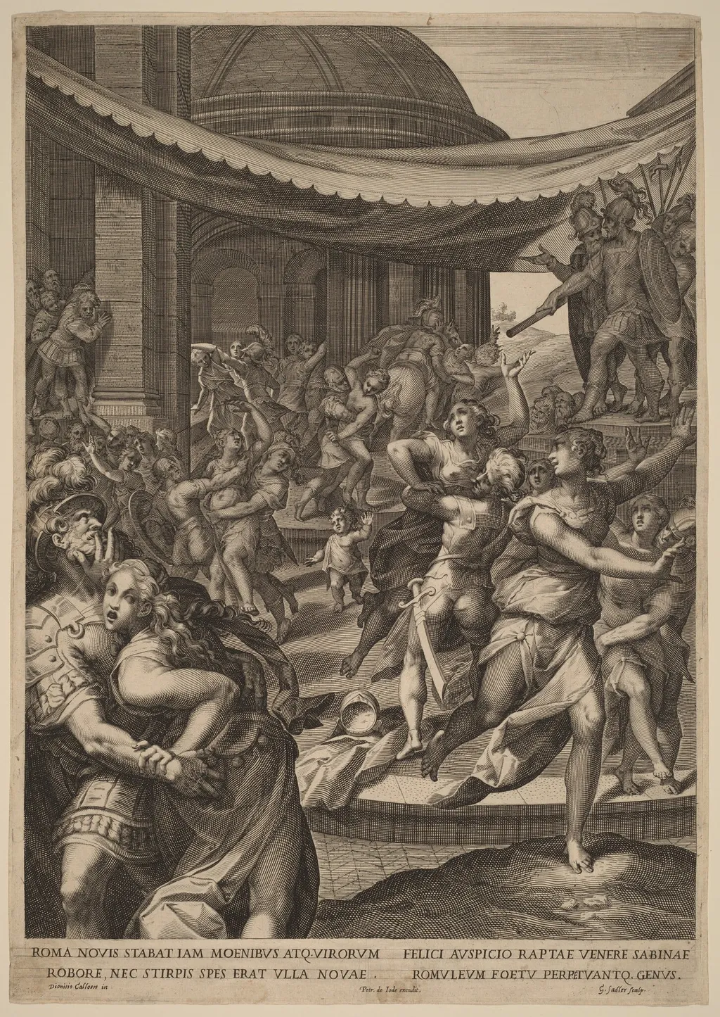 The Rape of the Sabines, by Aegidius Sadeler II, ink, 1600