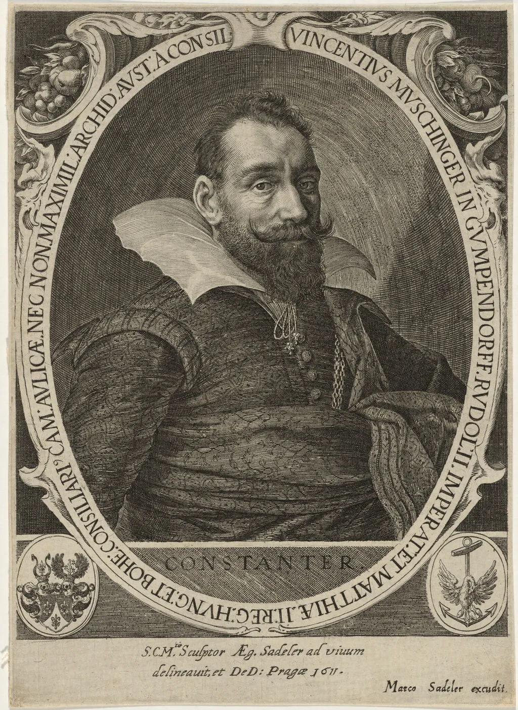 Vincent Muschinger, by Aegidius Sadeler II, ink, 1611