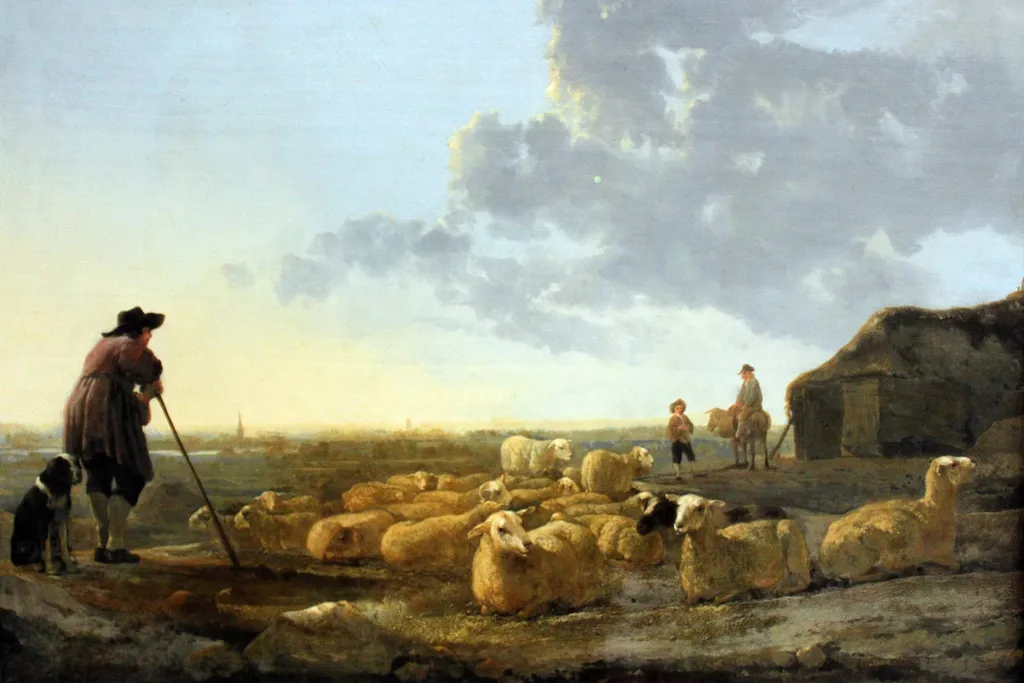 A Shepherd and His Flock, by Aelbert Cuyp, oil, 1650