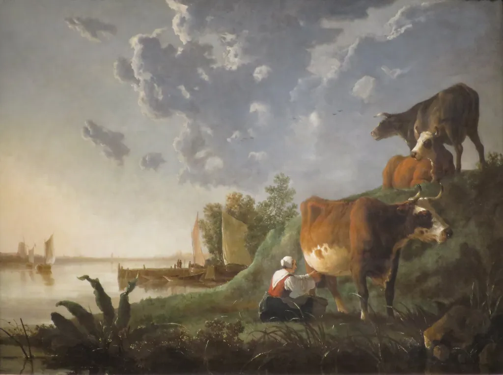 Evening in the Meadows, by Aelbert Cuyp, oil, 1650